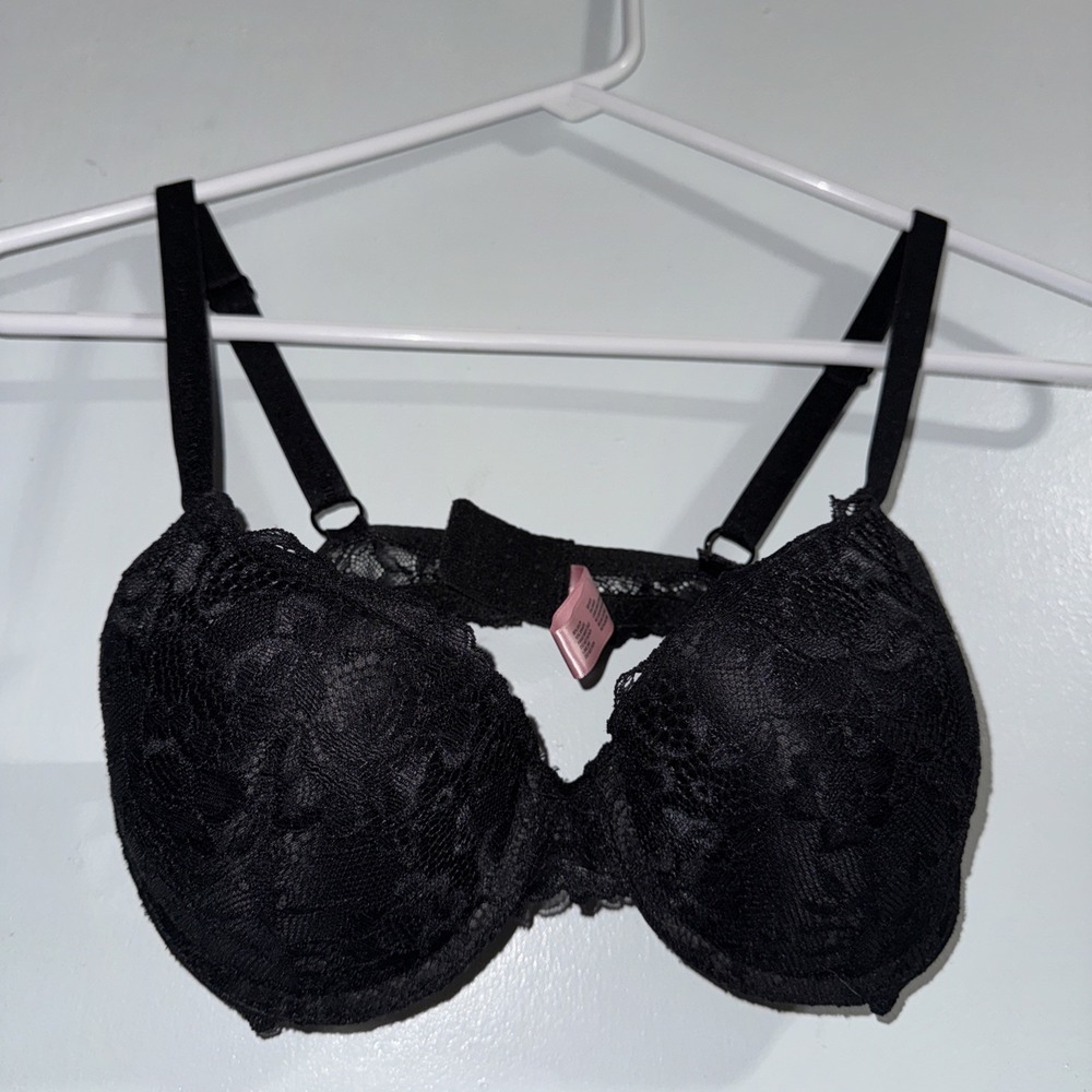 Juicy Couture Black Lace Padded Bra 34B Y2K Vintage Style